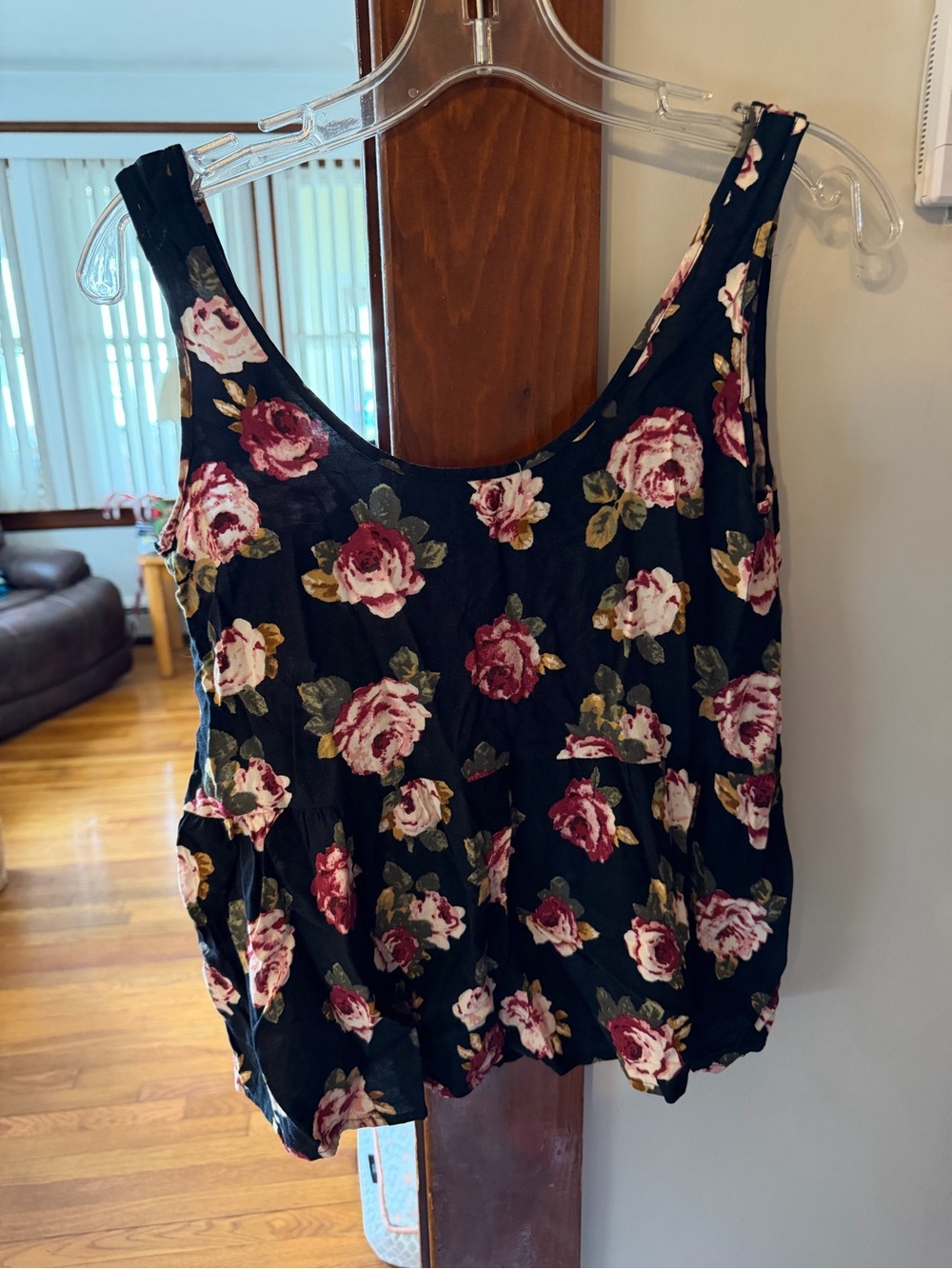 Forever 21 black floral crop top